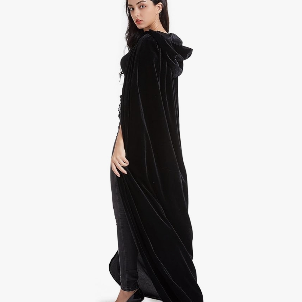 Black Hooded Velvet Cape